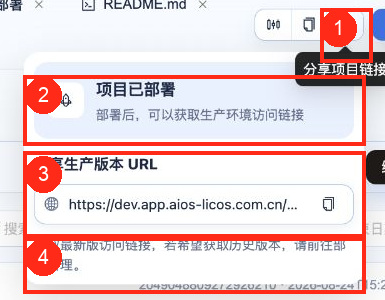 分享已部署项目的生产版本 URL