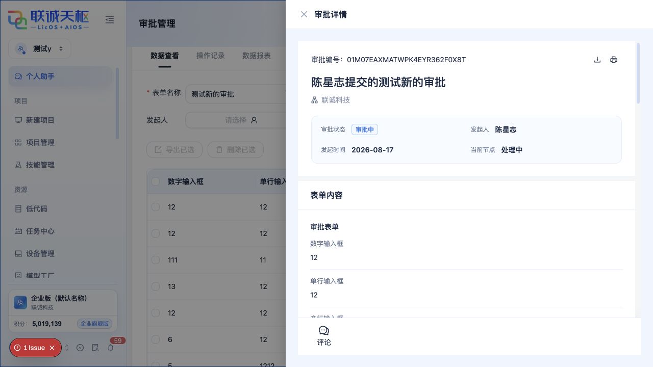 数据管理员查看审批基本信息和表单内容